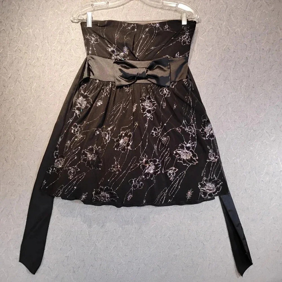 Eclipse Women's Black & Silver Glitter  Strapless Evening Dress Size XS - Picture 3 of 12